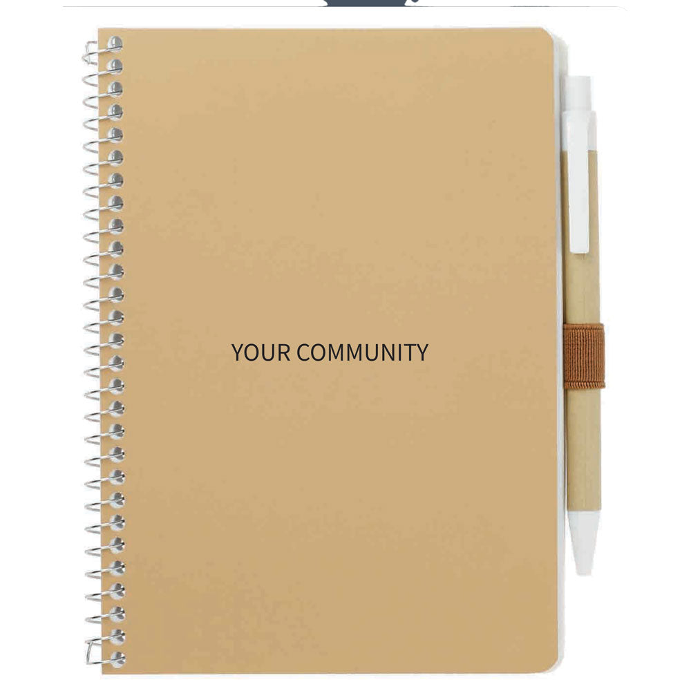 5” x 7” FSC® Mix Spiral Notebook with Pen : MOQ 300- $2.55